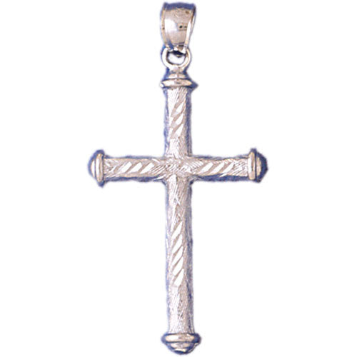 14K WHITE GOLD RELIGIOUS CHARM - CROSS #11382