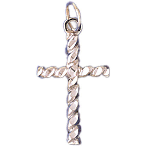 14K WHITE GOLD RELIGIOUS CHARM - CROSS #11385
