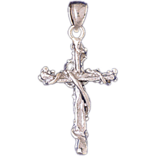 14K WHITE GOLD RELIGIOUS CHARM - CROSS #11386