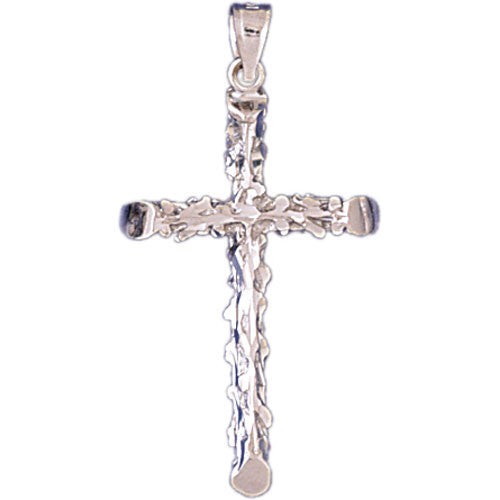 14K WHITE GOLD RELIGIOUS CHARM - CROSS #11387