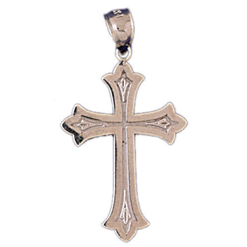 14K WHITE GOLD RELIGIOUS CHARM - CROSS #11389