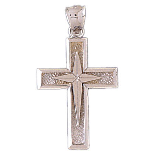 14K WHITE GOLD RELIGIOUS CHARM - CROSS #11390
