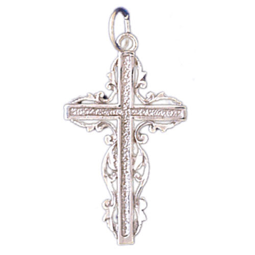 14K WHITE GOLD RELIGIOUS CHARM - CROSS #11393