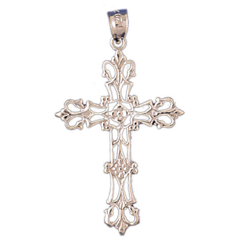 14K WHITE GOLD RELIGIOUS CHARM - CROSS #11396