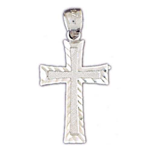 14K WHITE GOLD RELIGIOUS CHARM - CROSS #11414