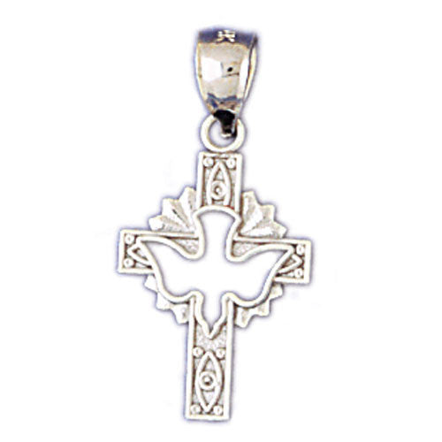 14K WHITE GOLD RELIGIOUS CHARM - CROSS #11418