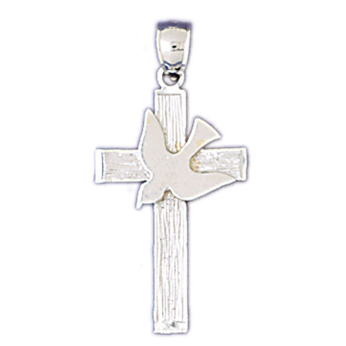 14K WHITE GOLD RELIGIOUS CHARM - CROSS #11419
