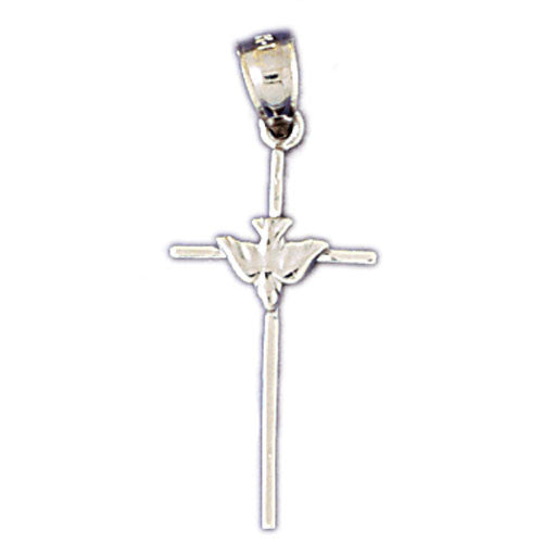 14K WHITE GOLD RELIGIOUS CHARM - CROSS #11420