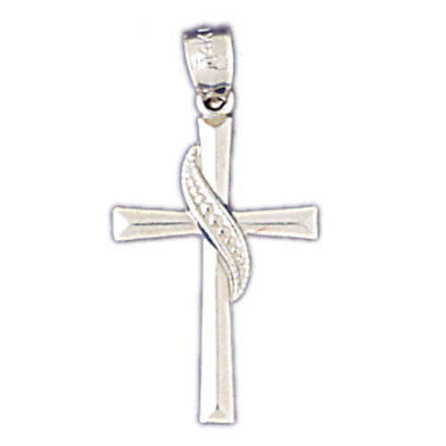 14K WHITE GOLD RELIGIOUS CHARM - CROSS #11421