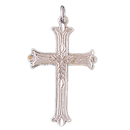 14K WHITE GOLD RELIGIOUS CHARM - CROSS #11388