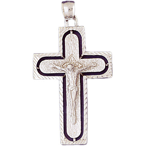 14K WHITE GOLD RELIGIOUS CHARM - CRUCIFIX #11335