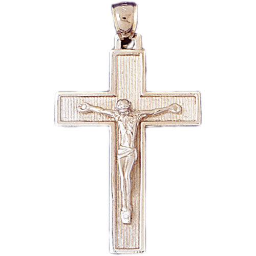 14K WHITE GOLD RELIGIOUS CHARM - CRUCIFIX #11336