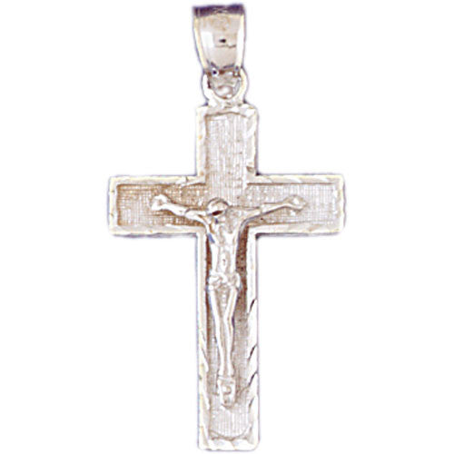 14K WHITE GOLD RELIGIOUS CHARM - CRUCIFIX #11337