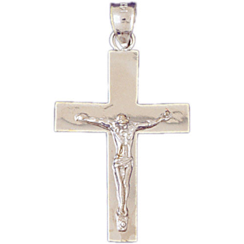 14K WHITE GOLD RELIGIOUS CHARM - CRUCIFIX #11339