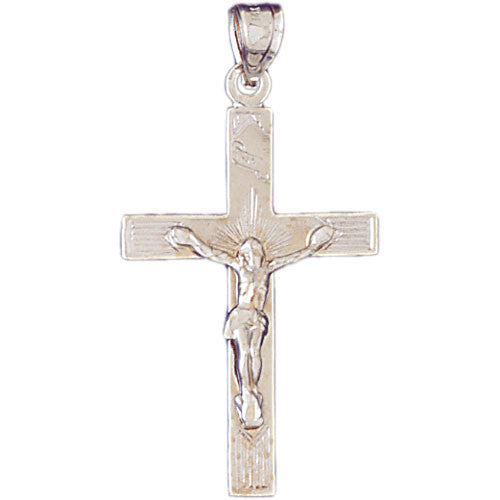 14K WHITE GOLD RELIGIOUS CHARM - CRUCIFIX #11340