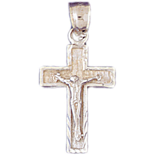 14K WHITE GOLD RELIGIOUS CHARM - CRUCIFIX #11341