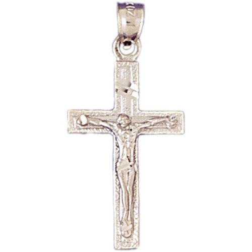 14K WHITE GOLD RELIGIOUS CHARM - CRUCIFIX #11342