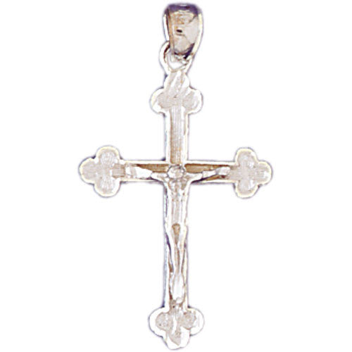 14K WHITE GOLD RELIGIOUS CHARM - CRUCIFIX #11343