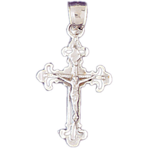 14K WHITE GOLD RELIGIOUS CHARM - CRUCIFIX #11344