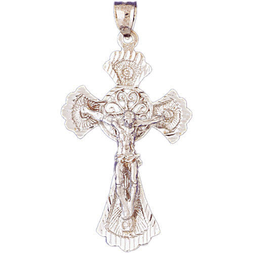 14K WHITE GOLD RELIGIOUS CHARM - CRUCIFIX #11347