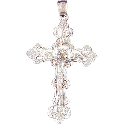 14K WHITE GOLD RELIGIOUS CHARM - CRUCIFIX #11348