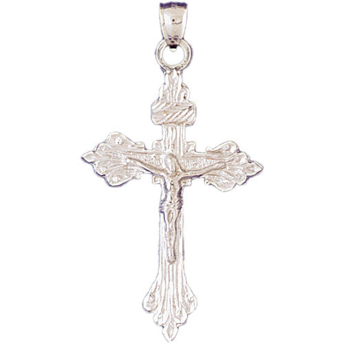 14K WHITE GOLD RELIGIOUS CHARM - CRUCIFIX #11349