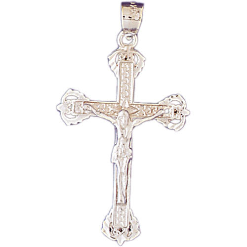 14K WHITE GOLD RELIGIOUS CHARM - CRUCIFIX #11350