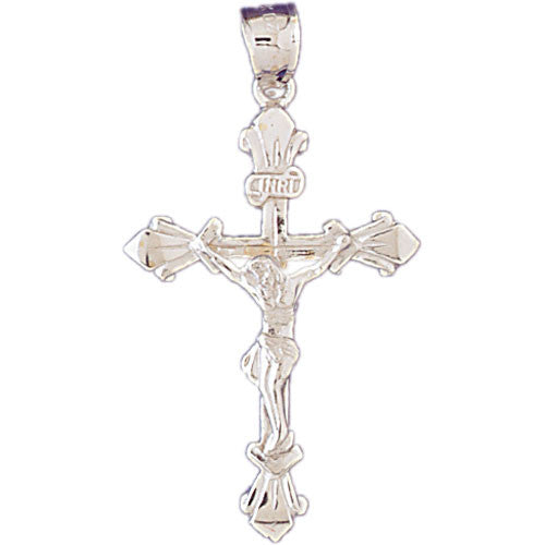 14K WHITE GOLD RELIGIOUS CHARM - CRUCIFIX #11351
