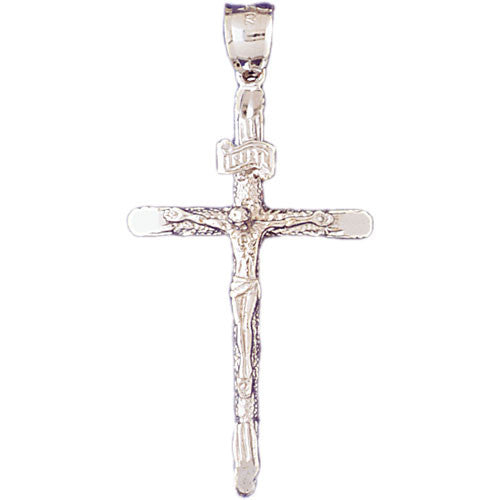 14K WHITE GOLD RELIGIOUS CHARM - CRUCIFIX #11352