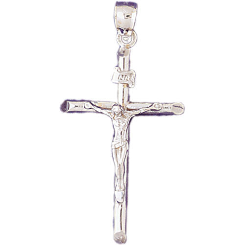 14K WHITE GOLD RELIGIOUS CHARM - CRUCIFIX #11353