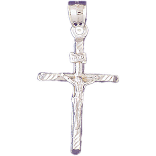 14K WHITE GOLD RELIGIOUS CHARM - CRUCIFIX #11354
