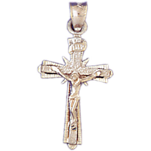 14K WHITE GOLD RELIGIOUS CHARM - CRUCIFIX #11358
