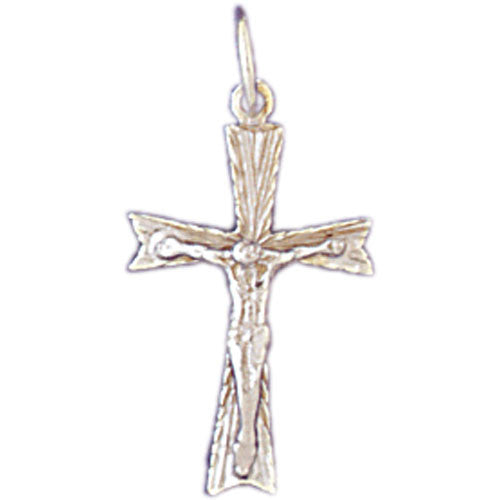 14K WHITE GOLD RELIGIOUS CHARM - CRUCIFIX #11359