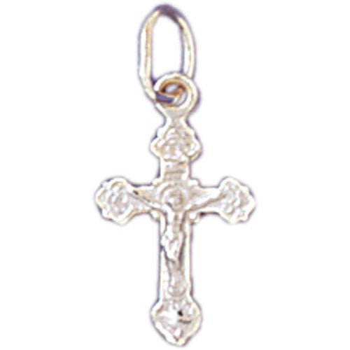 14K WHITE GOLD RELIGIOUS CHARM - CRUCIFIX #11360