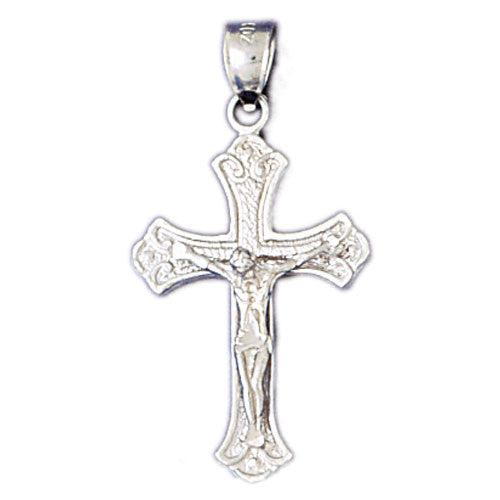 14K WHITE GOLD RELIGIOUS CHARM - CRUCIFIX #11411