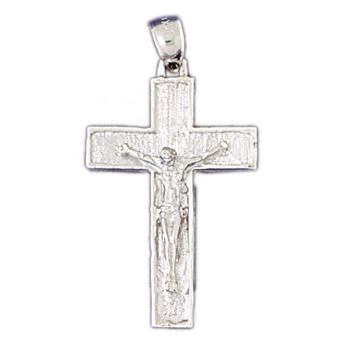 14K WHITE GOLD RELIGIOUS CHARM - CRUCIFIX #11412