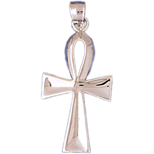 14K WHITE GOLD RELIGIOUS CHARM - EGYPTIAN CROSS #11366