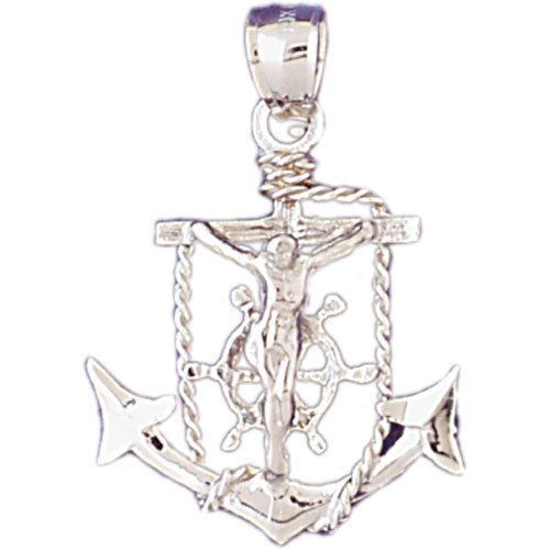 14K WHITE GOLD RELIGIOUS CHARM - MARINER CROSS #11362