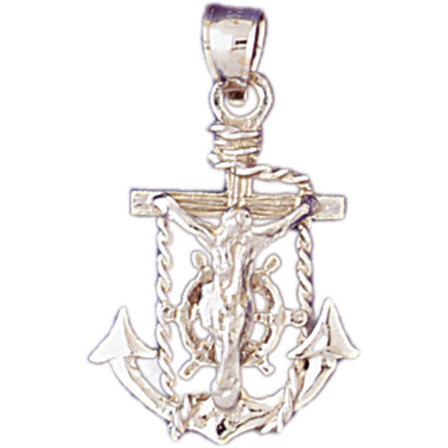 14K WHITE GOLD RELIGIOUS CHARM - MARINER CROSS #11363