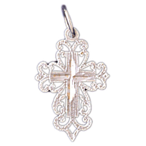 14K WHITE GOLD RELIGIOUS CHARM - SMALL CROSS #11392