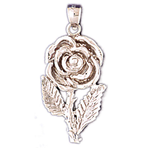 14K WHITE GOLD ROSE CHARM #11200