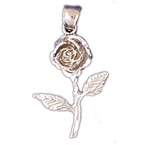 14K WHITE GOLD ROSE CHARM #11201