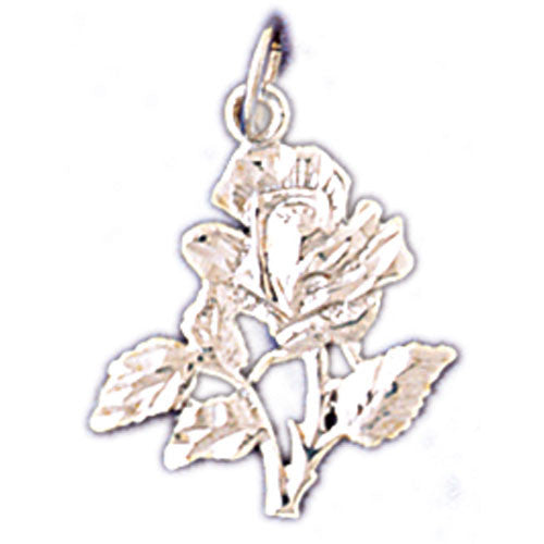 14K WHITE GOLD ROSE CHARM #11202