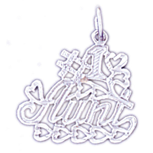 14K WHITE GOLD SAYING CHARM - #1 AUNT #11548