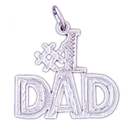 14K WHITE GOLD SAYING CHARM - #1 DAD #11551