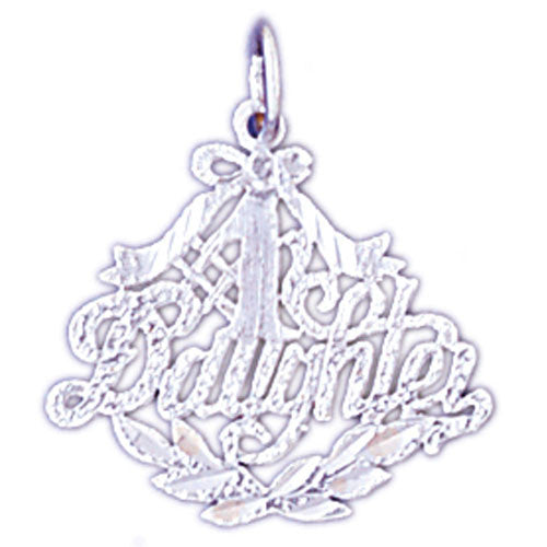 14K WHITE GOLD SAYING CHARM - #1 DAUGHTER #11543