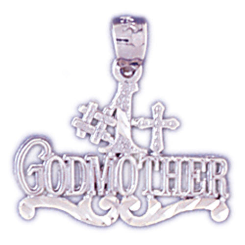 14K WHITE GOLD SAYING CHARM - #1 GOD MOTHER #11554