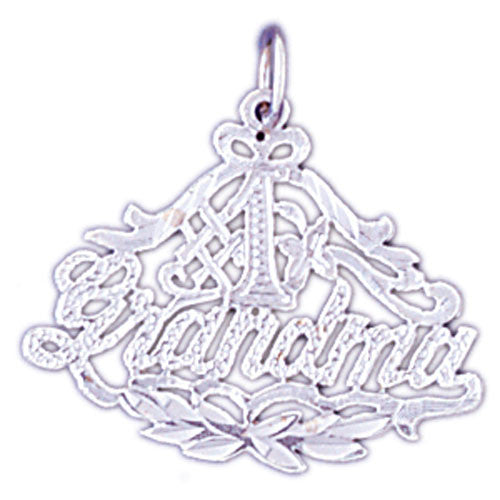 14K WHITE GOLD SAYING CHARM - #1 GRANDMA #11544