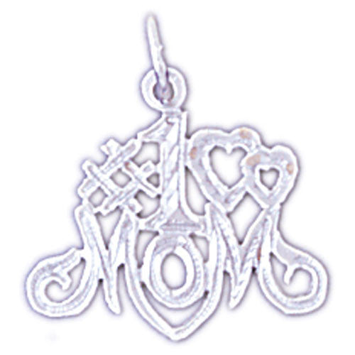 14K WHITE GOLD SAYING CHARM - #1 MOM #11534