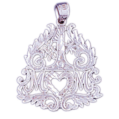 14K WHITE GOLD SAYING CHARM - #1 MOM #11536